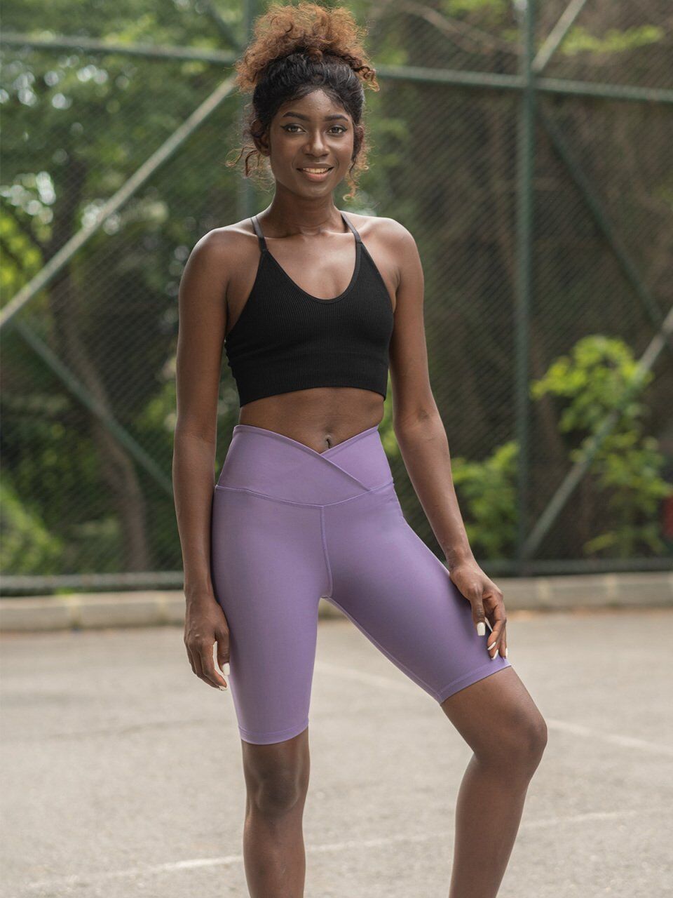 6040 We Waist Biker Leggings Meganta Color