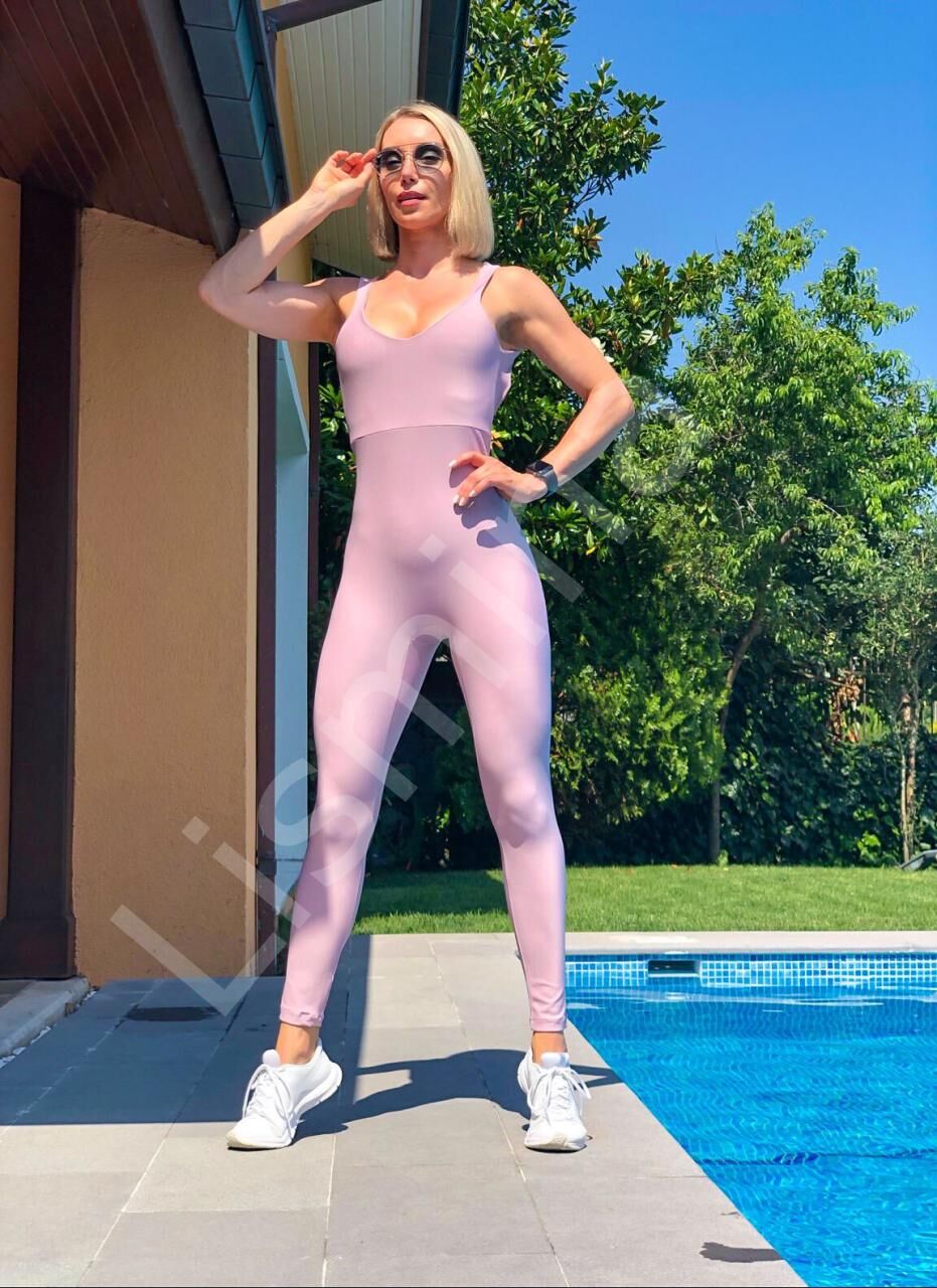 1606 Full Body Decolette Jumpsuit Rose