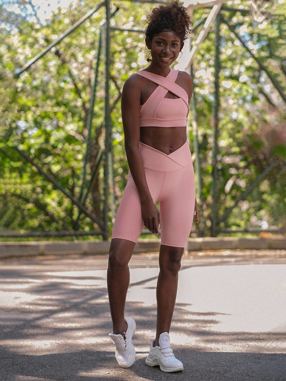 6026 We Waist Biker Leggings Rose Color