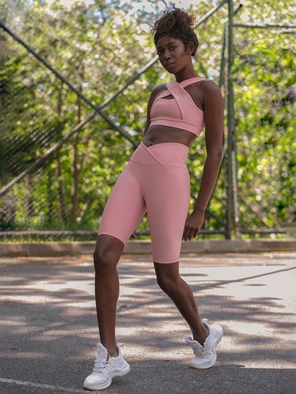 6026 We Waist Biker Leggings Rose Color