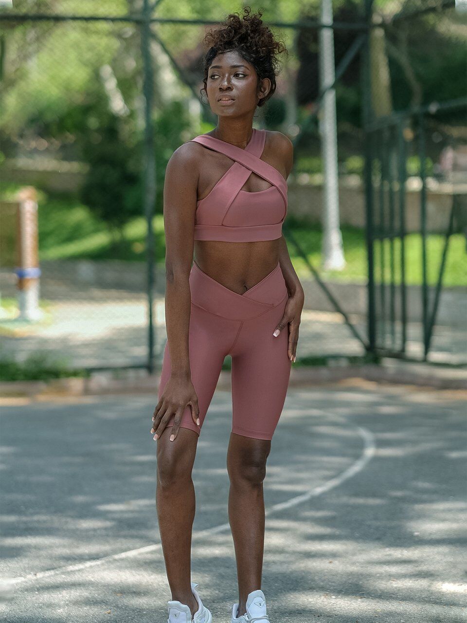 6027 We Waist Biker Leggings Dark Rose