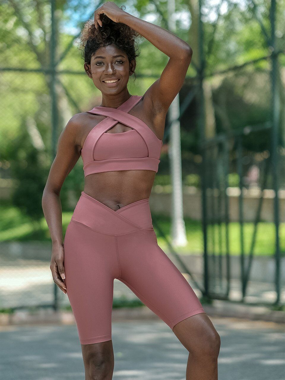 6027 We Waist Biker Leggings Dark Rose