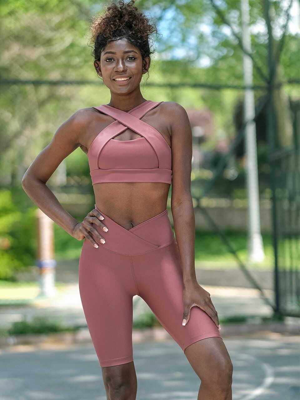 6027 We Waist Biker Leggings Dark Rose