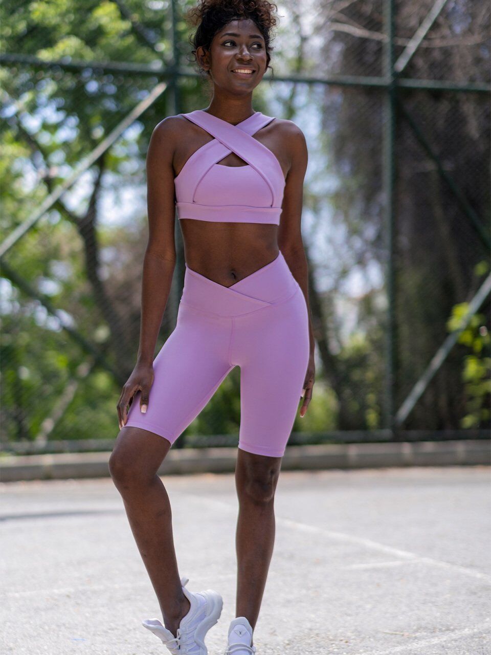 6028 We Waist Biker Leggings Lilla Color