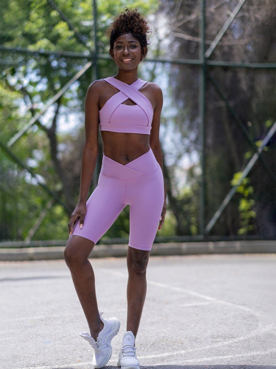 6028 We Waist Biker Leggings Lilla Color