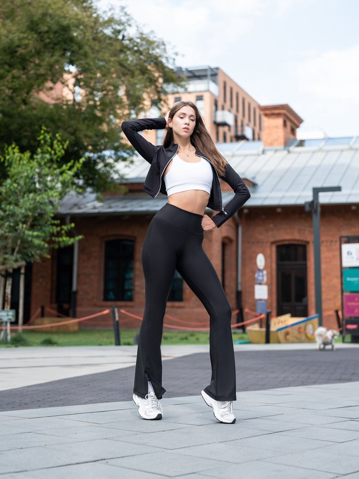 1257 Slit Spanish Leggings Black Color