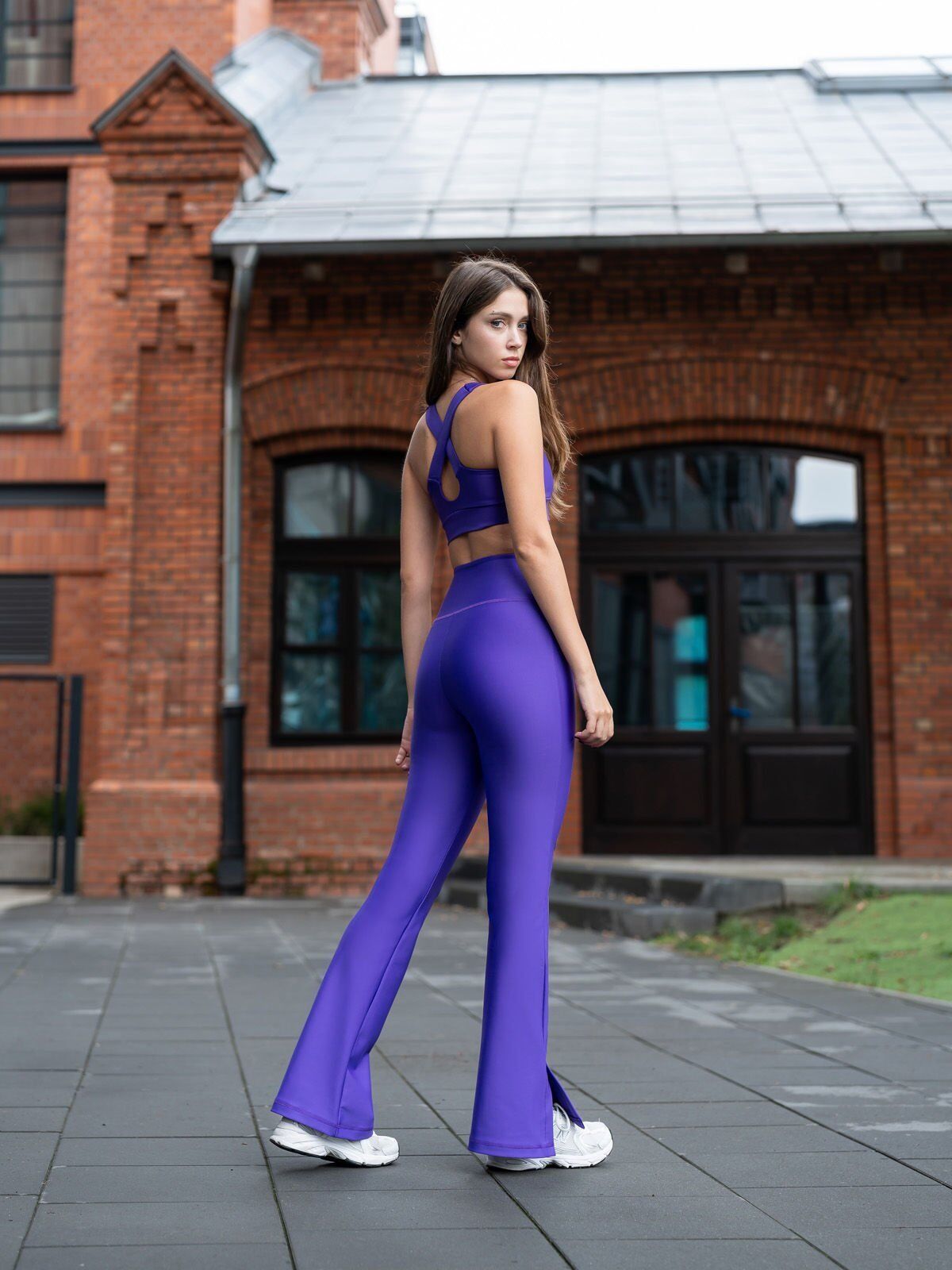 1258 Slit Spanish Leggings Purple Color