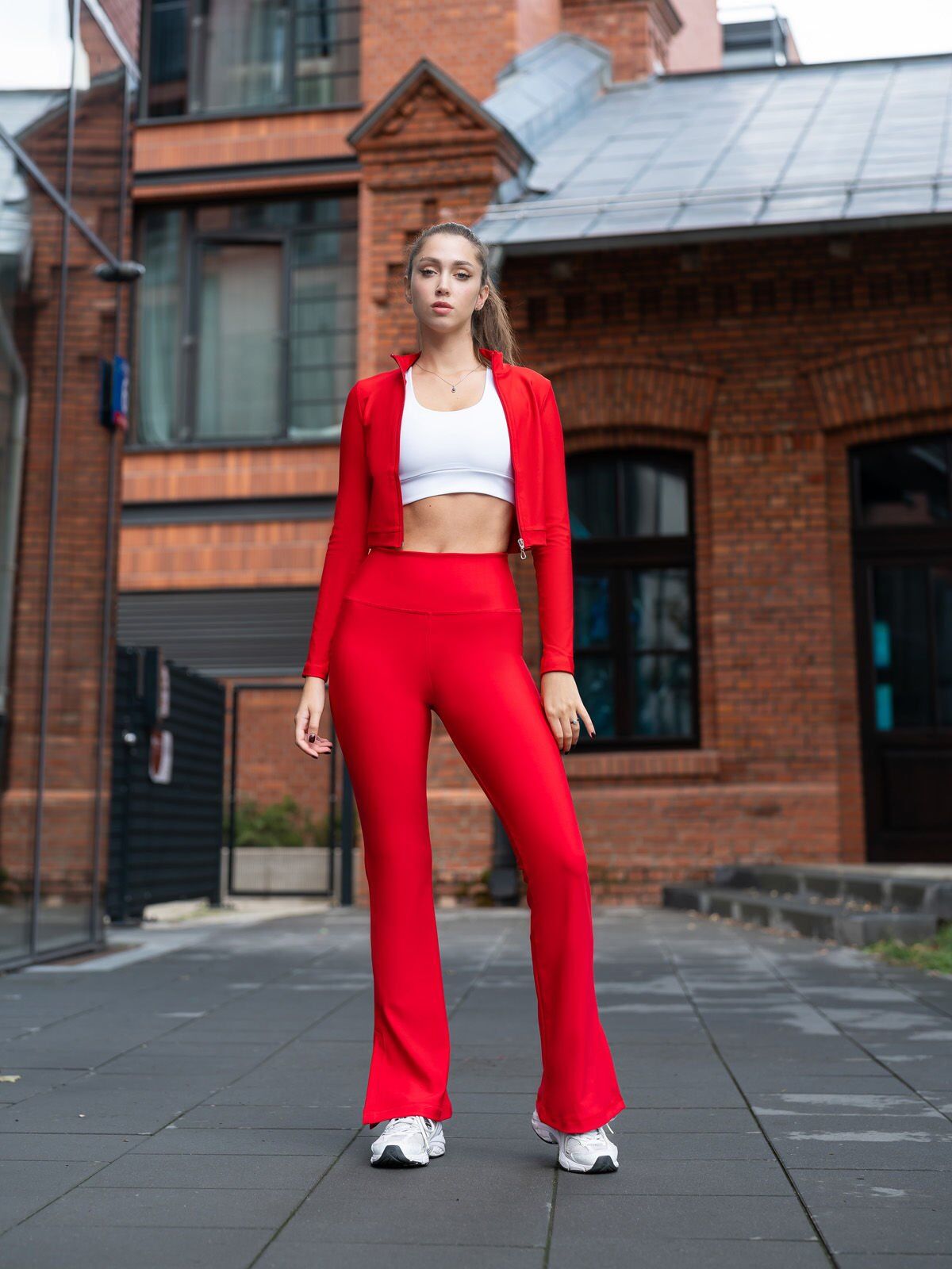 1261 Slit Spanish Leggings Red Color
