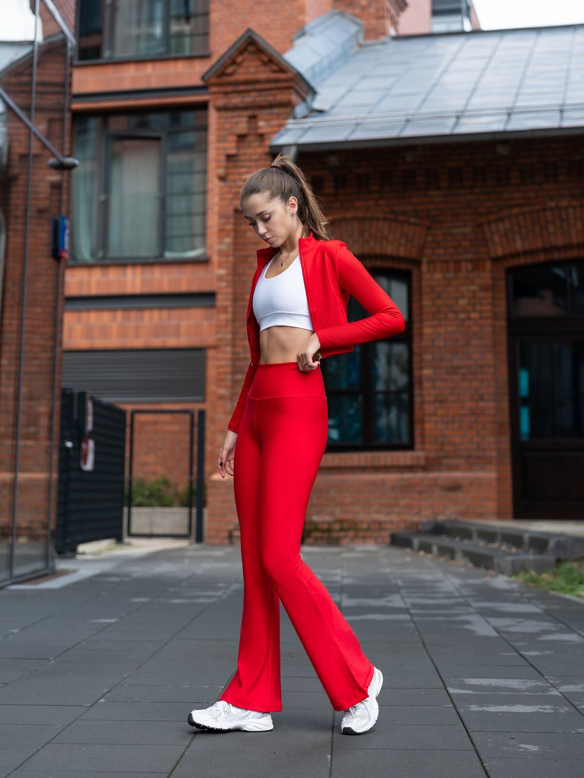 1261 Slit Spanish Leggings Red Color