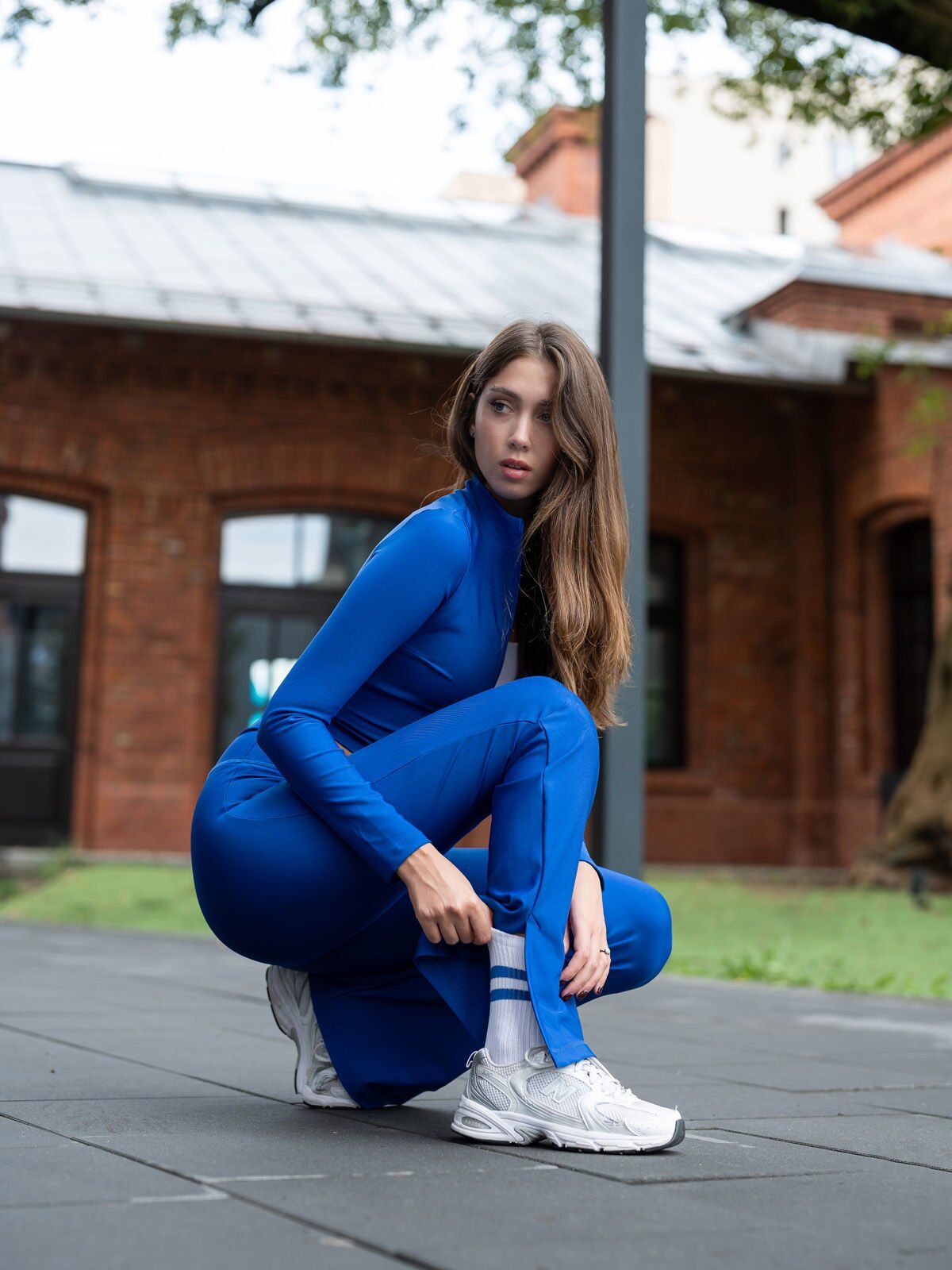 1262 Slit Spanish Leggings Blue Color