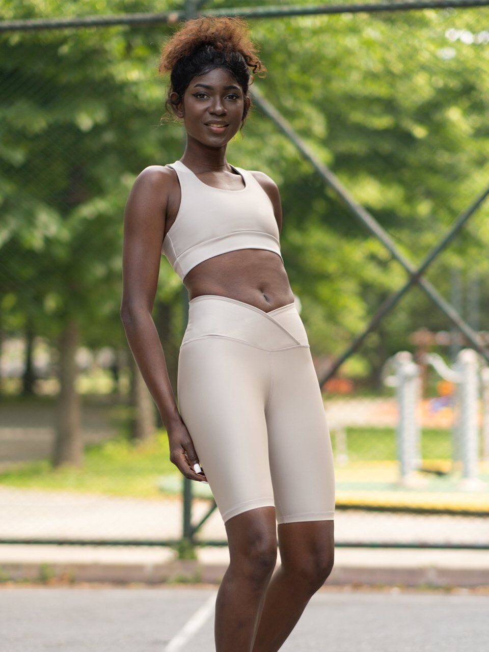 6034 We Waist Biker Leggings Water Beige
