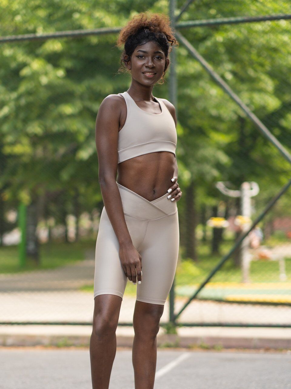 6034 We Waist Biker Leggings Water Beige