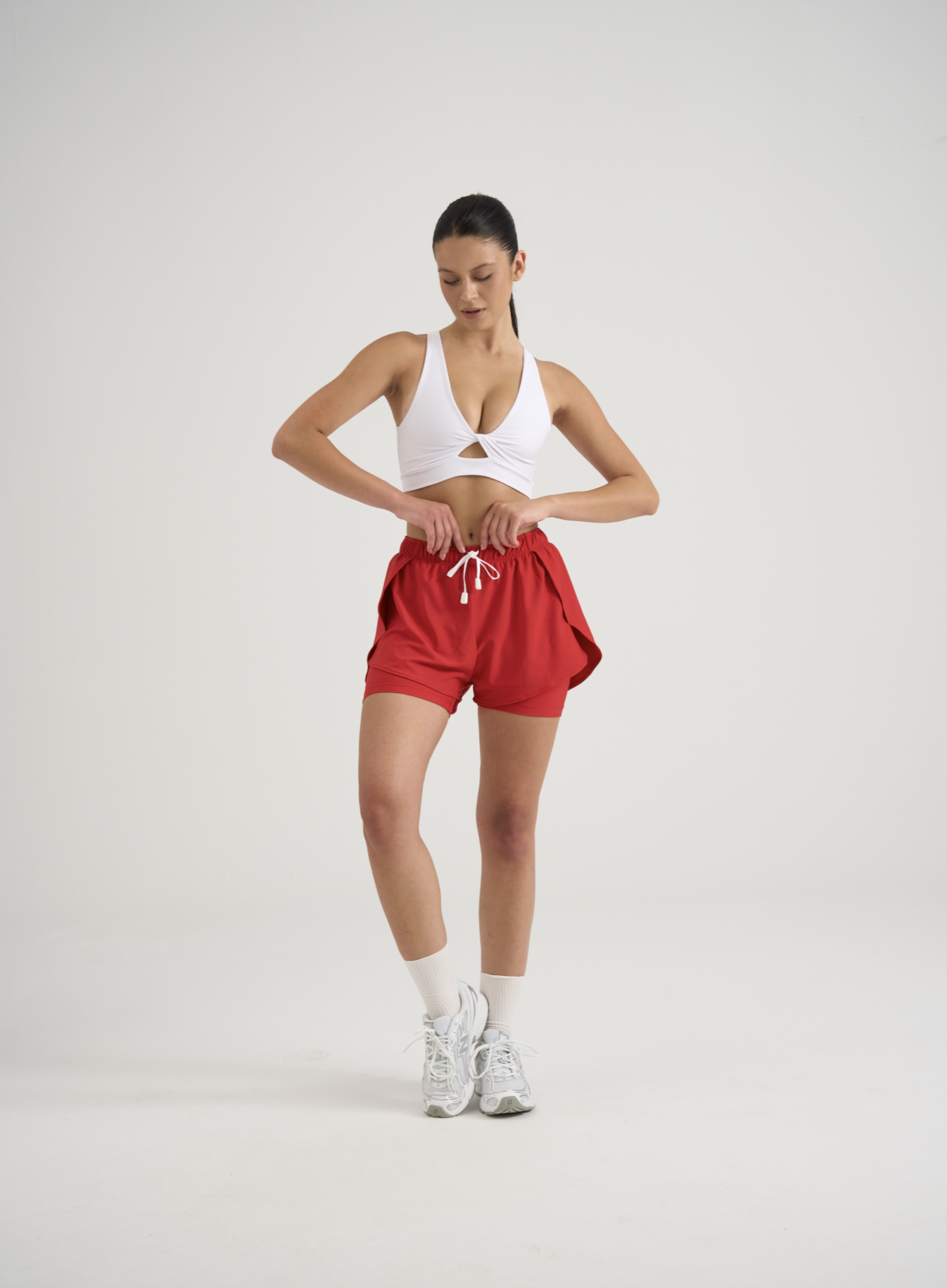 5047 Dual Layer Shorts Red Color
