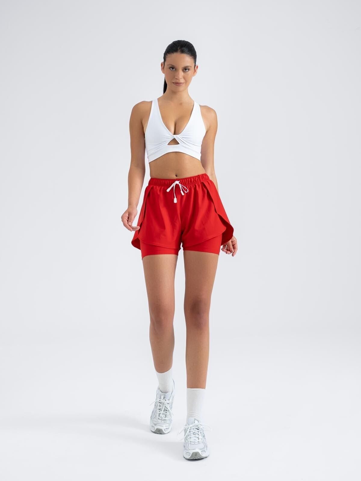 5047 Dual Layer Shorts Red Color