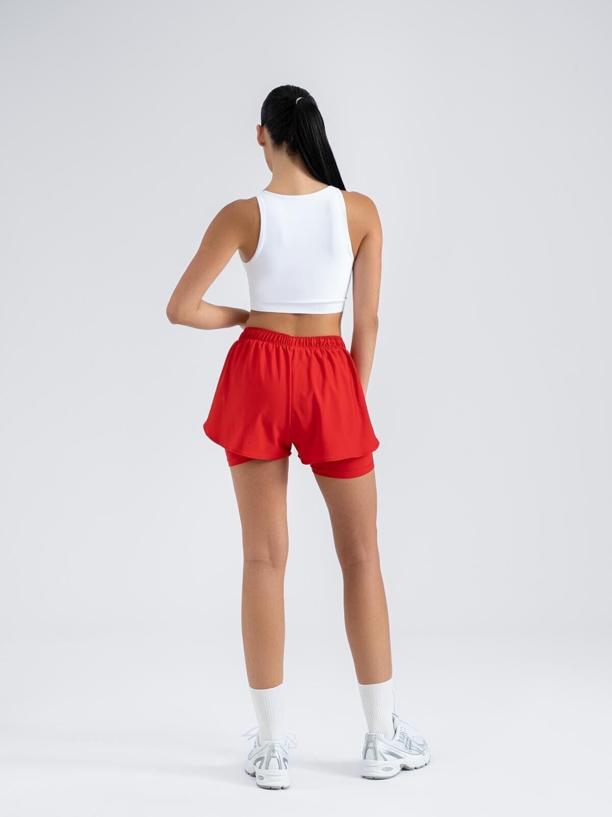 5047 Dual Layer Shorts Red Color