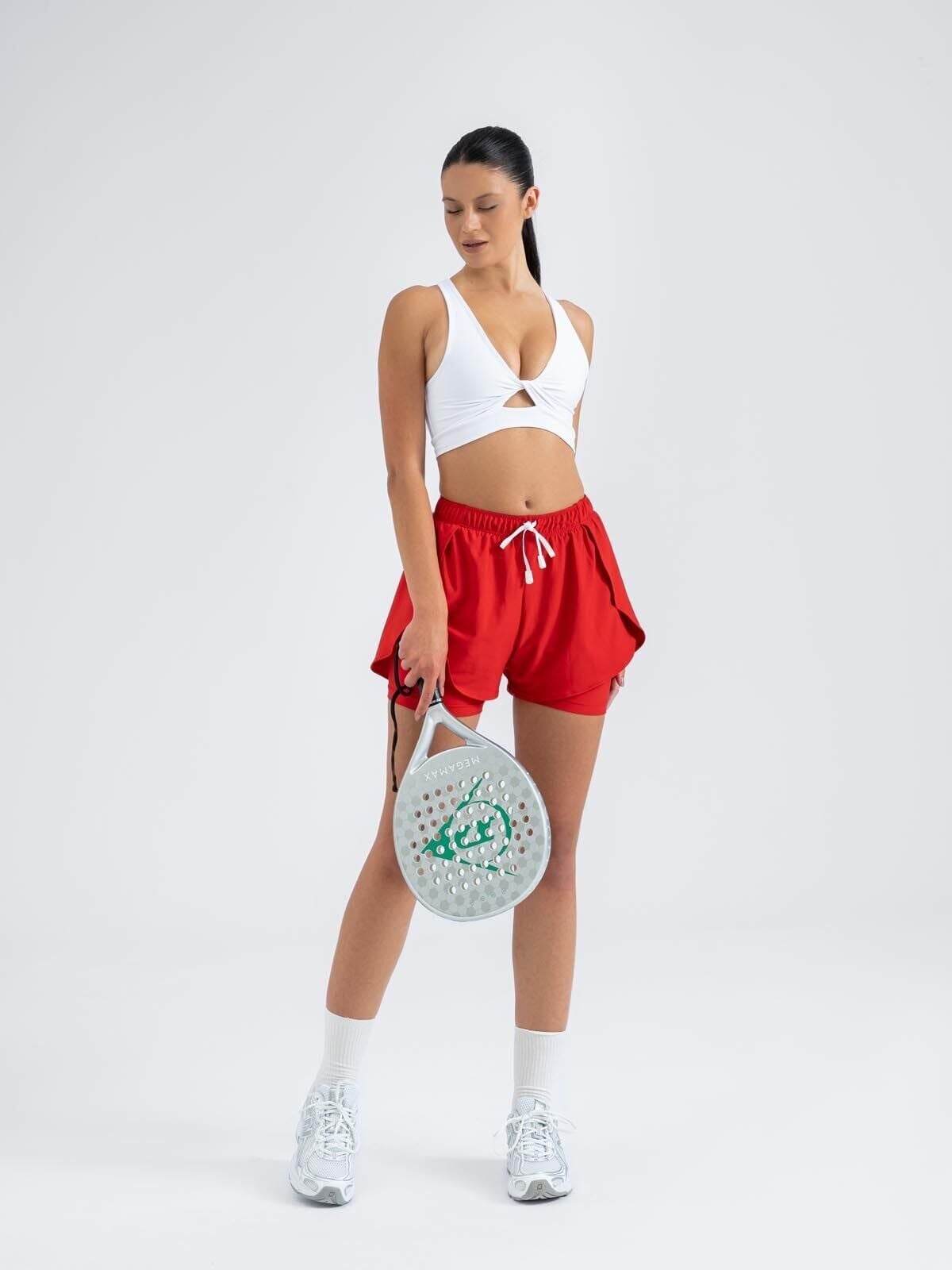 5047 Dual Layer Shorts Red Color