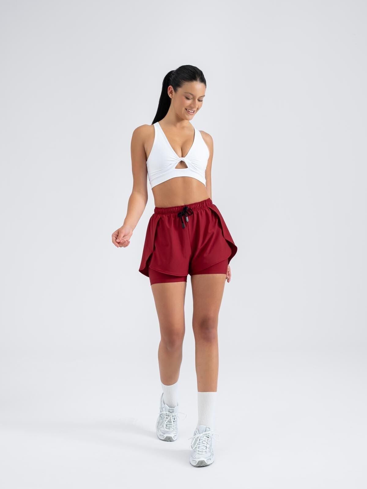 5045 Dual Layer Shorts Burgundy Color