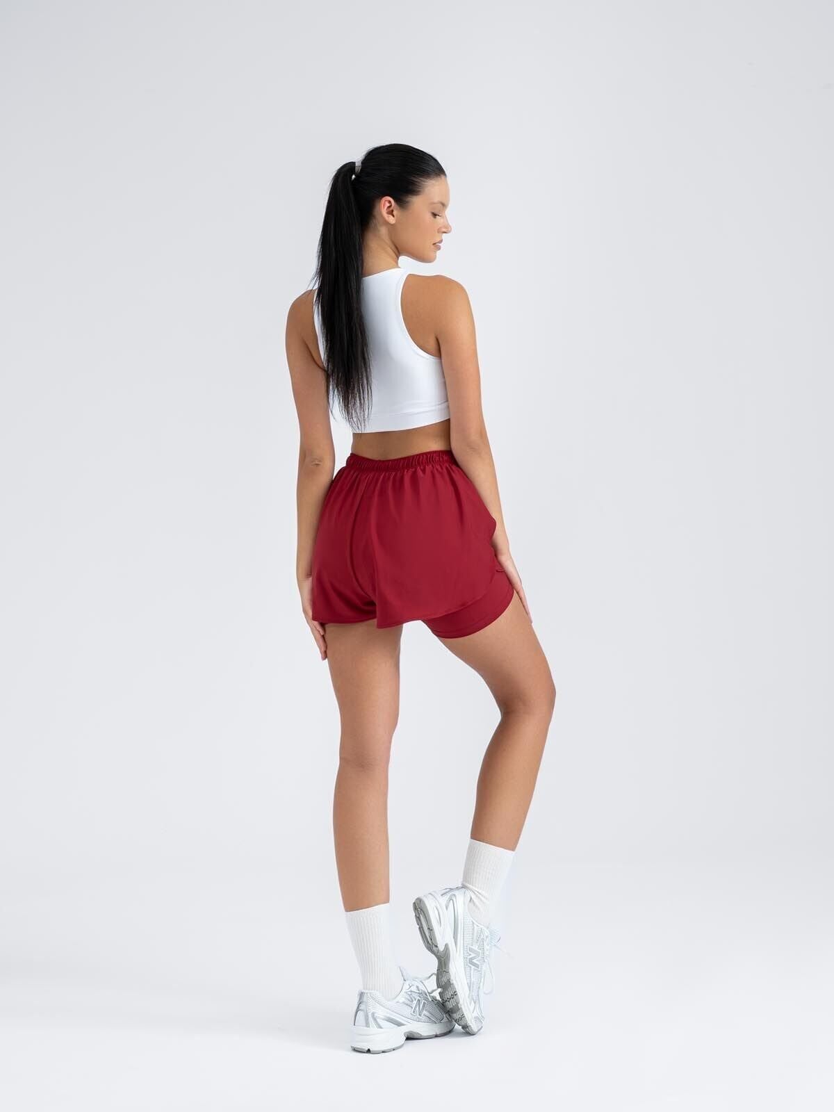 5045 Dual Layer Shorts Burgundy Color