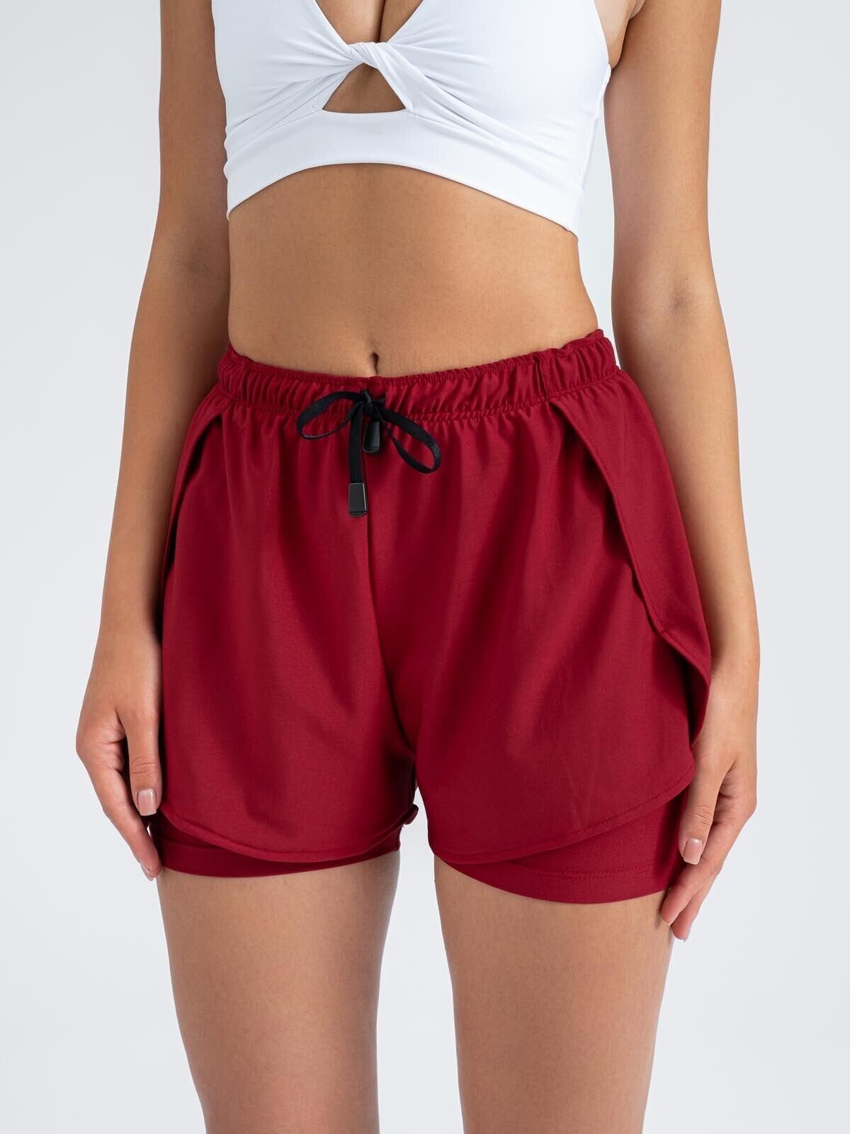 5045 Dual Layer Shorts Burgundy Color