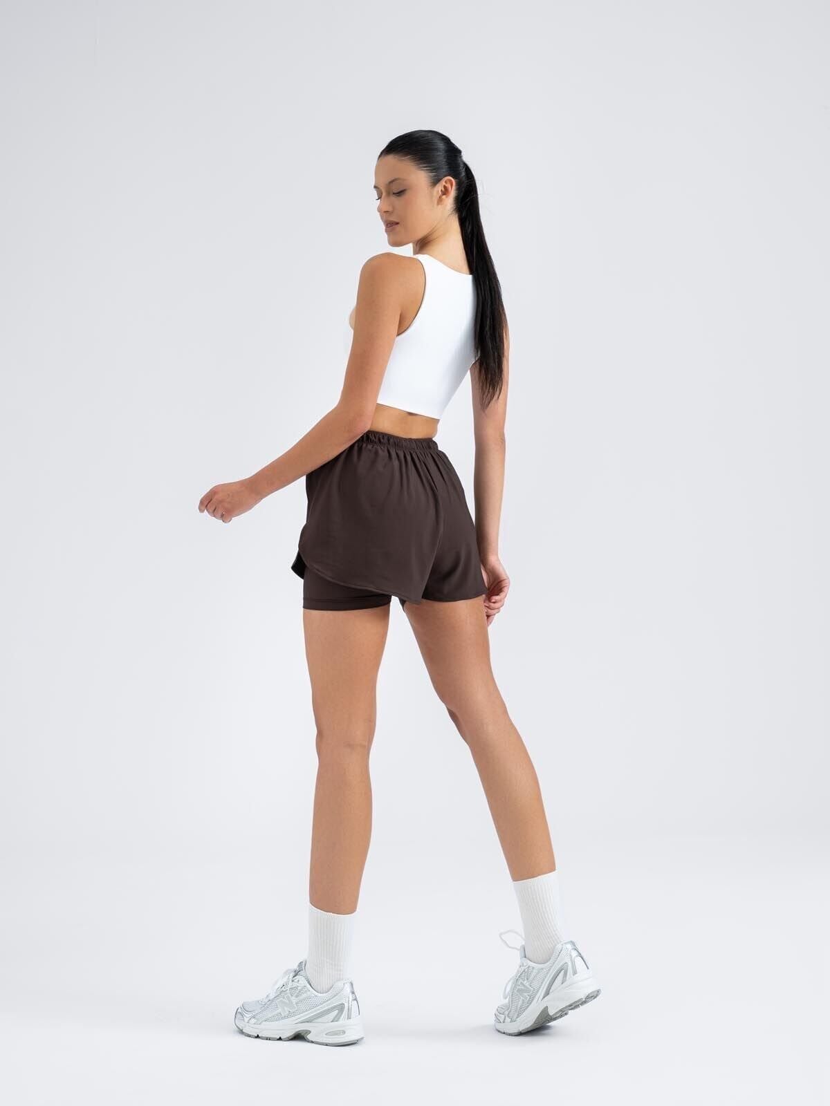 5042 Dual Layer Shorts Brown Color