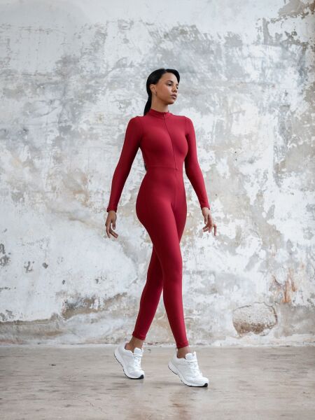 2305 Long Sleeve Jumpsuit Bordo