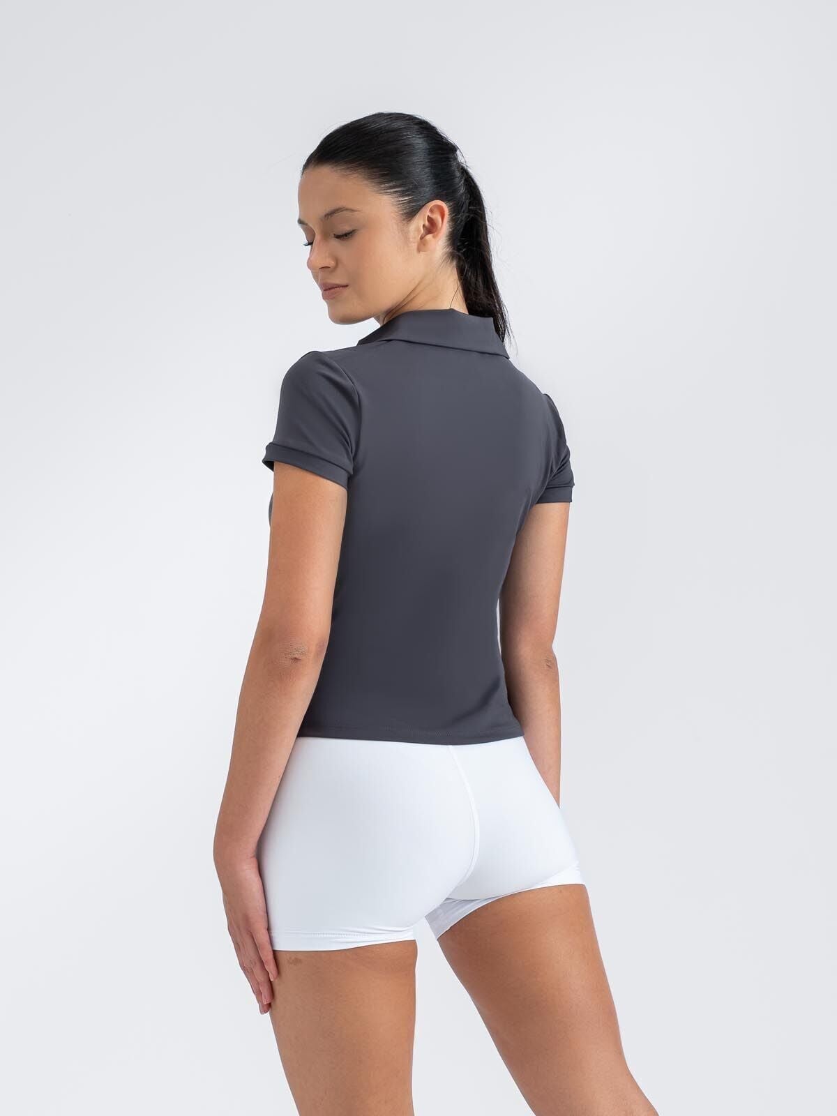 Ve Yaka Tshirt Antrasit Renk 3805