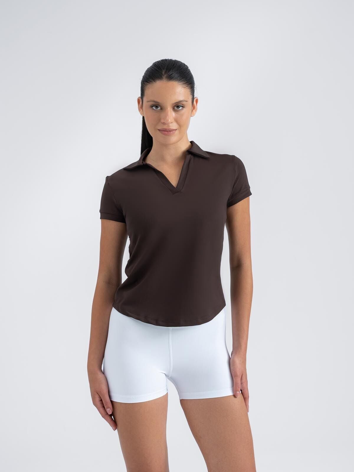 3804 V-Kneck Tshirt Brown Color
