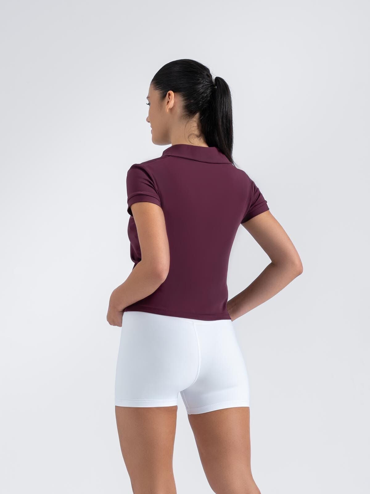 Ve Yaka Tshirt Mürdüm Renk 3803
