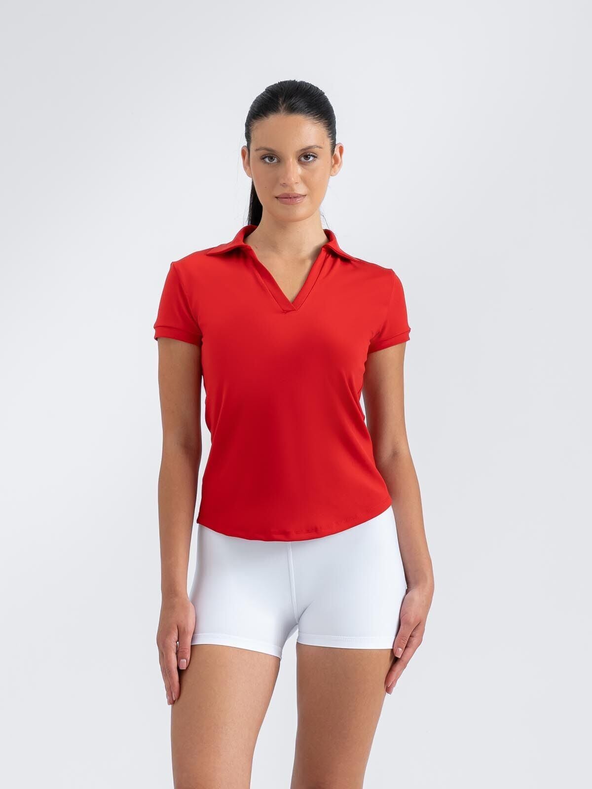 Ve Yaka Tshirt Kırmızı 3801