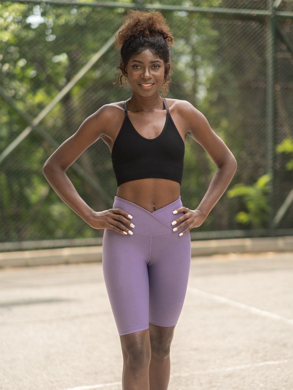 6040 We Waist Biker Leggings Meganta Color