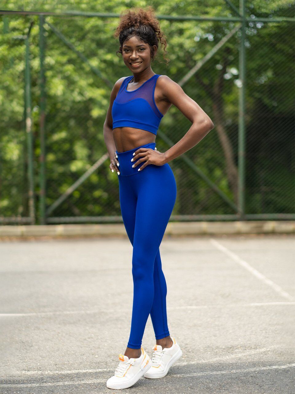 218 Tulle Detailed  Spor Bra Blue Color