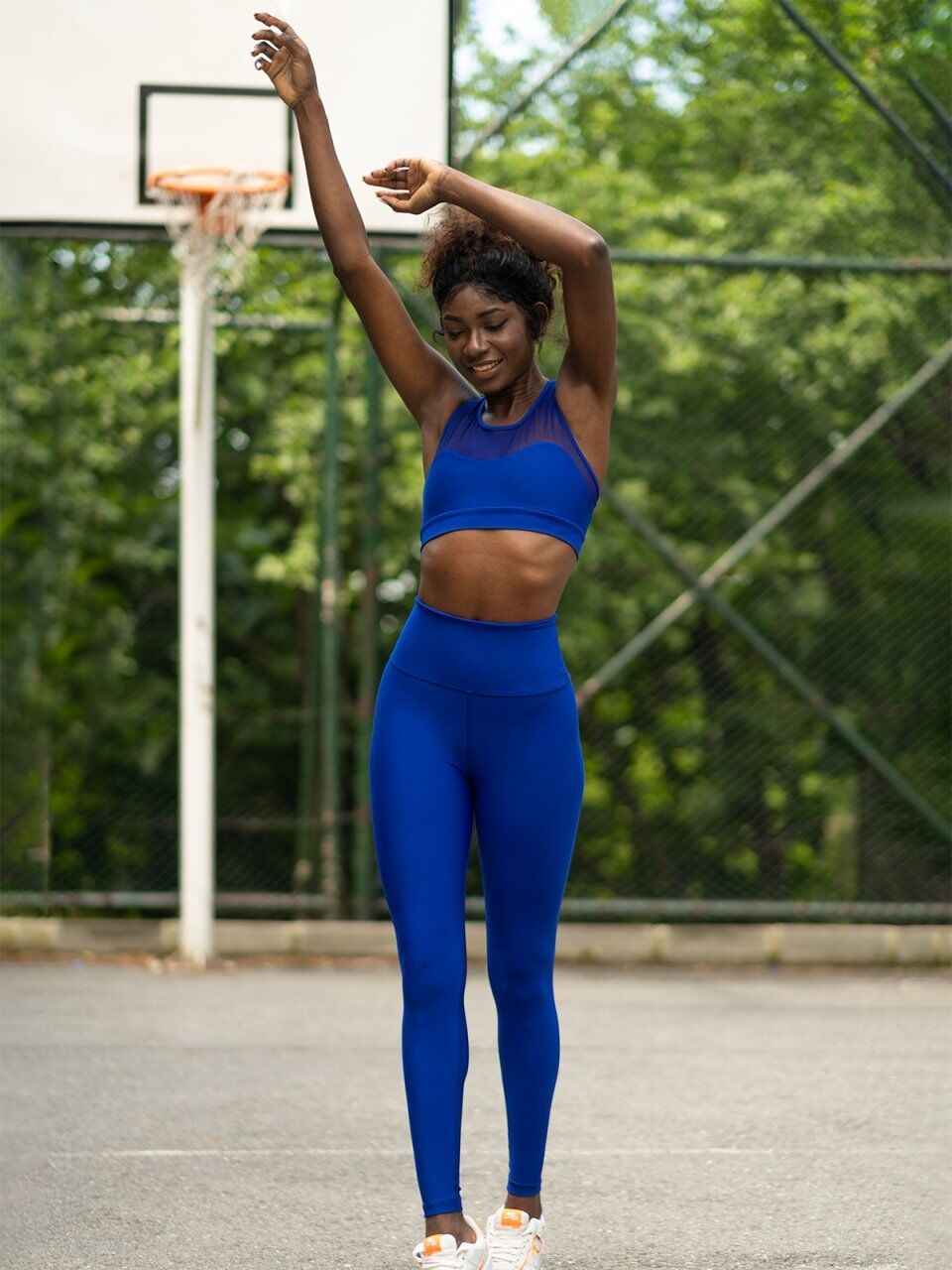 218 Tulle Detailed  Spor Bra Blue Color