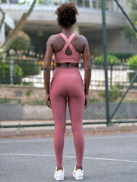 221 Single Crossed Spor Bra Dark Rose