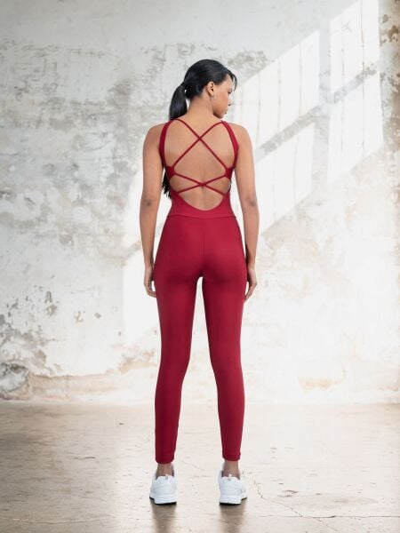 2402 Cross Stribed Jumpsuit Bordo