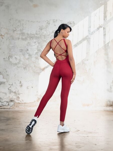 2402 Cross Stribed Jumpsuit Bordo