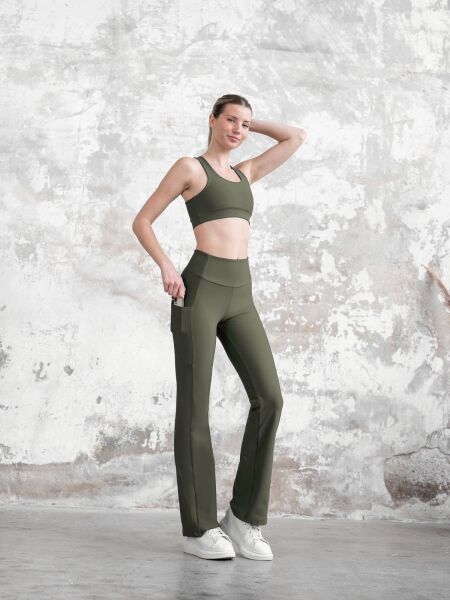 436 Pocket Tube Leg Leggings Khaki Color