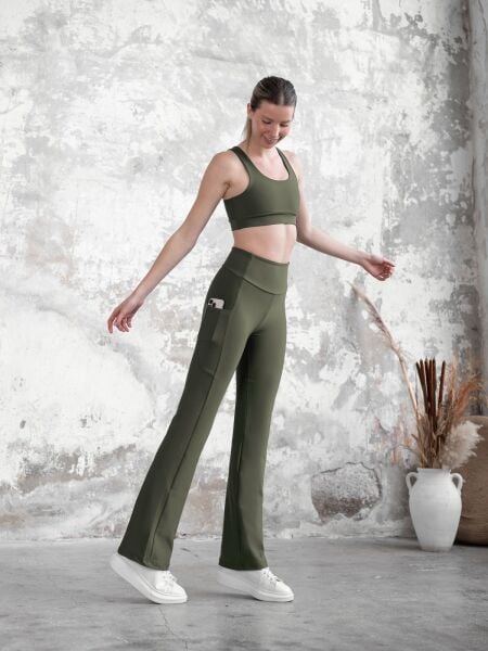 436 Pocket Tube Leg Leggings Khaki Color