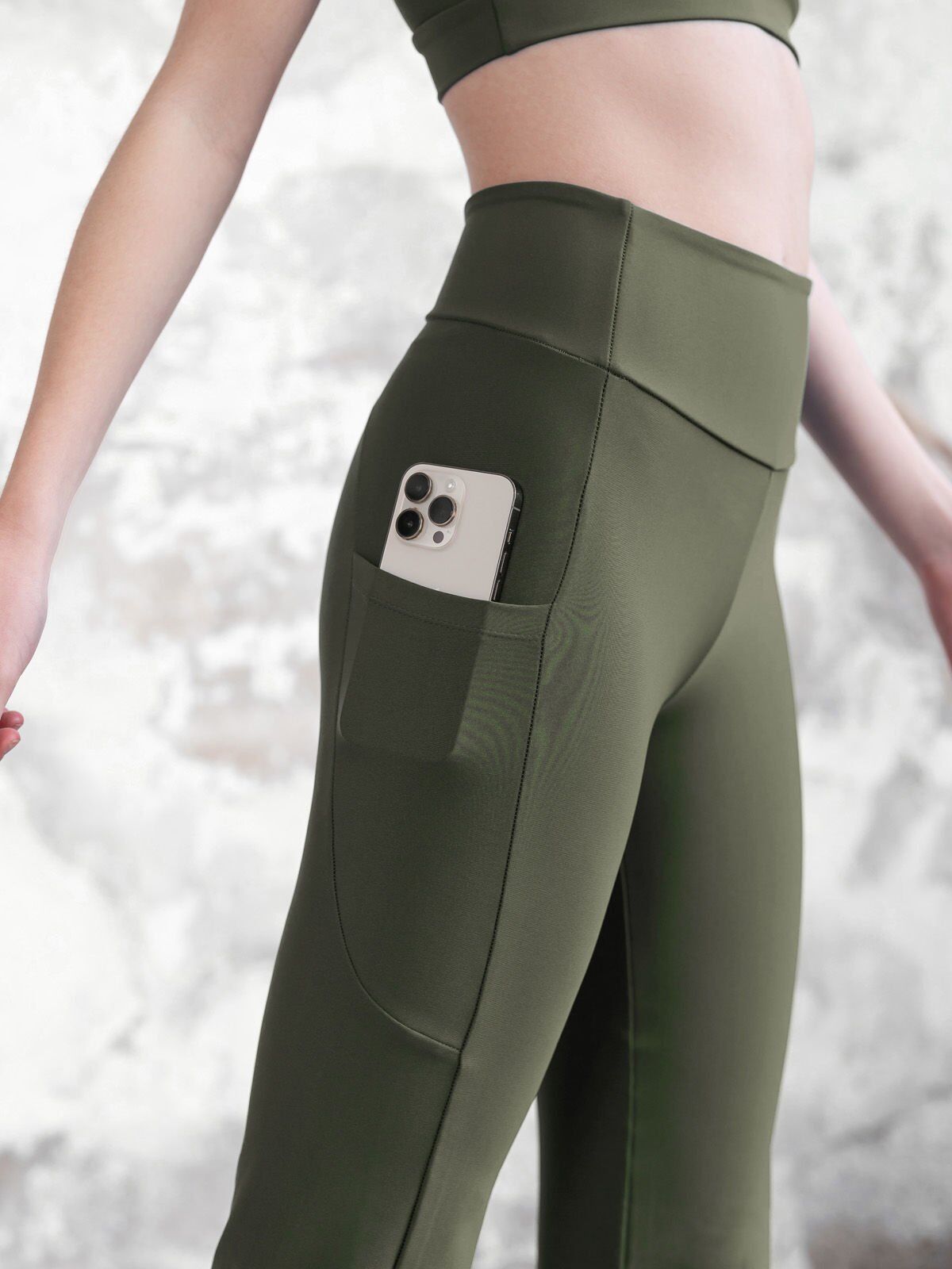 436 Pocket Tube Leg Leggings Khaki Color