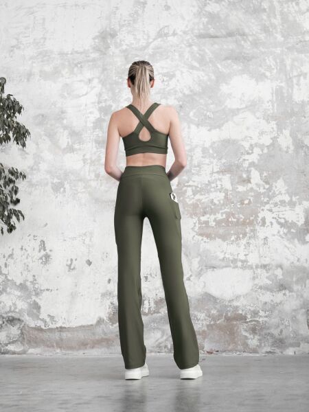 436 Pocket Tube Leg Leggings Khaki Color