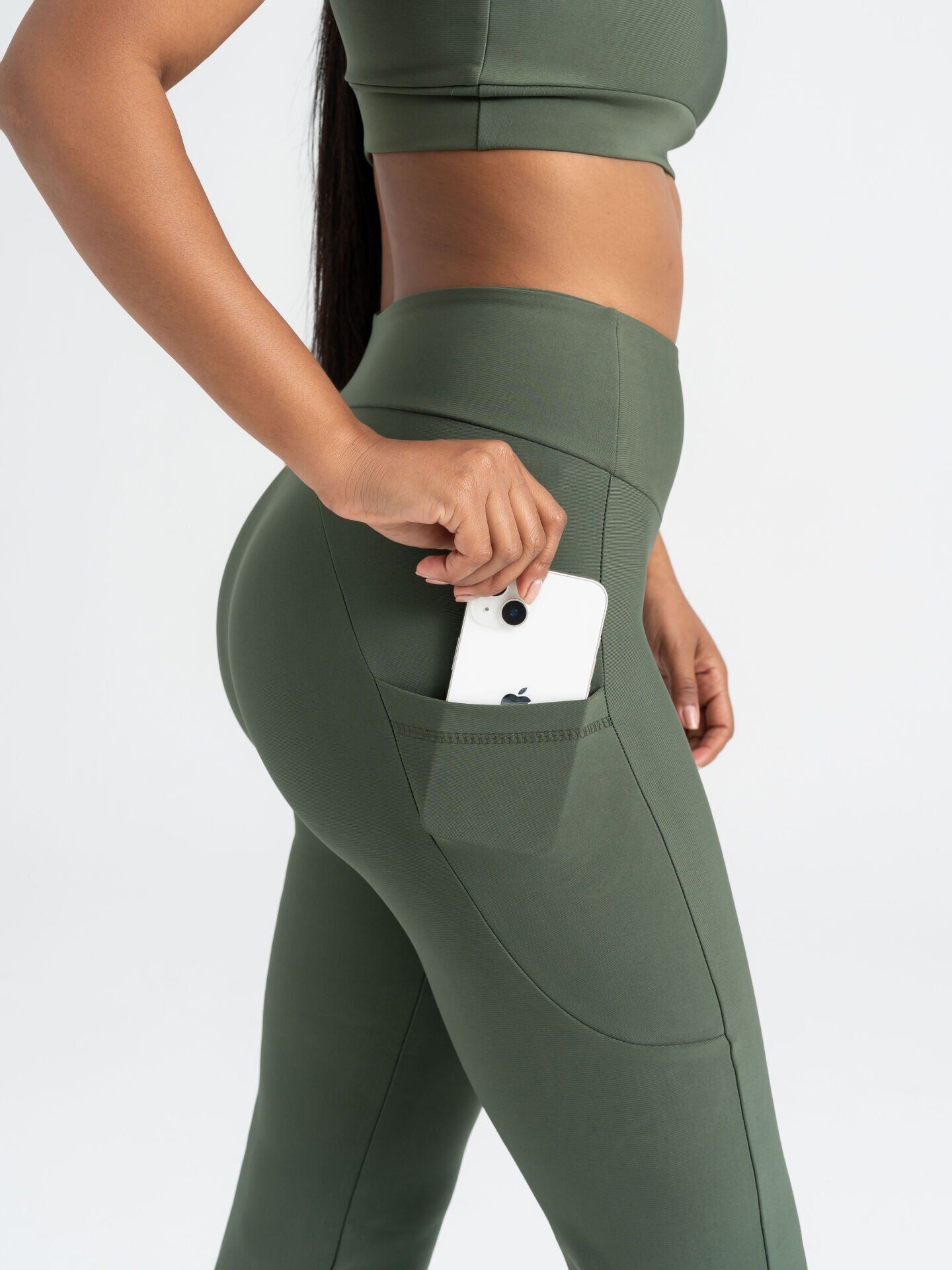 436 Pocket Tube Leg Leggings Khaki Color