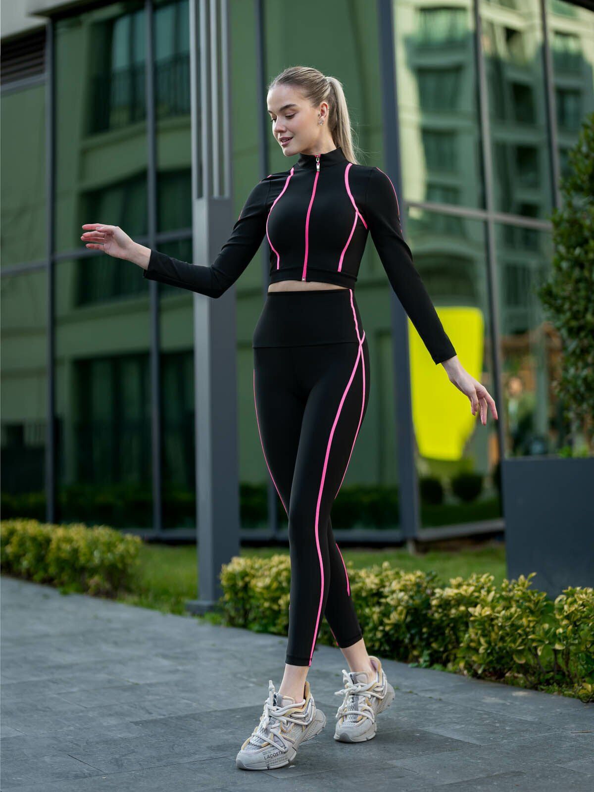366 Menton Leggings Neon Pink Line