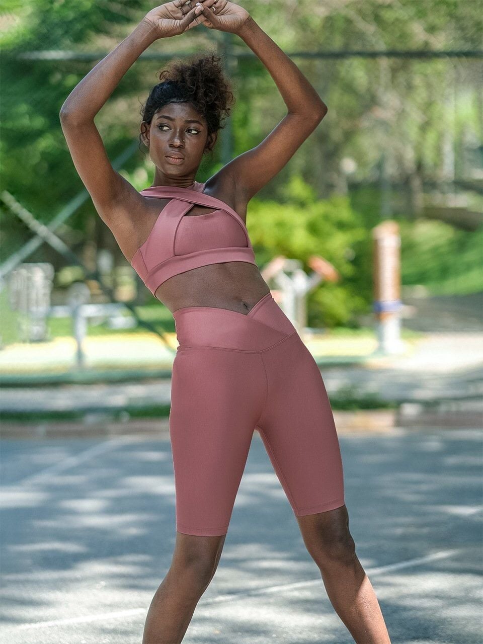 6027 We Waist Biker Leggings Dark Rose