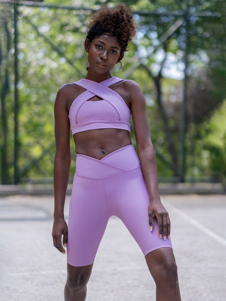 6028 We Waist Biker Leggings Lilla Color