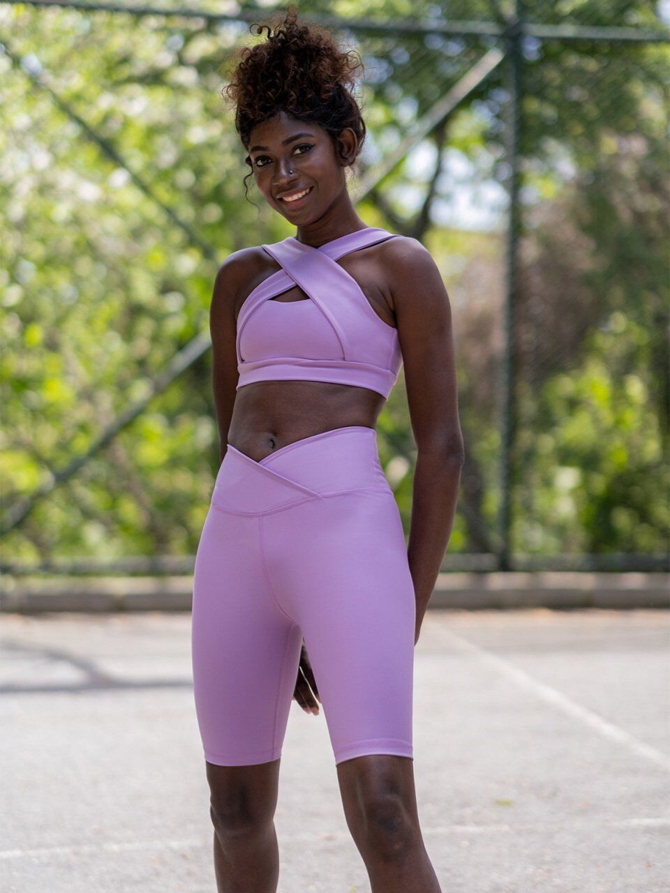 6028 We Waist Biker Leggings Lilla Color