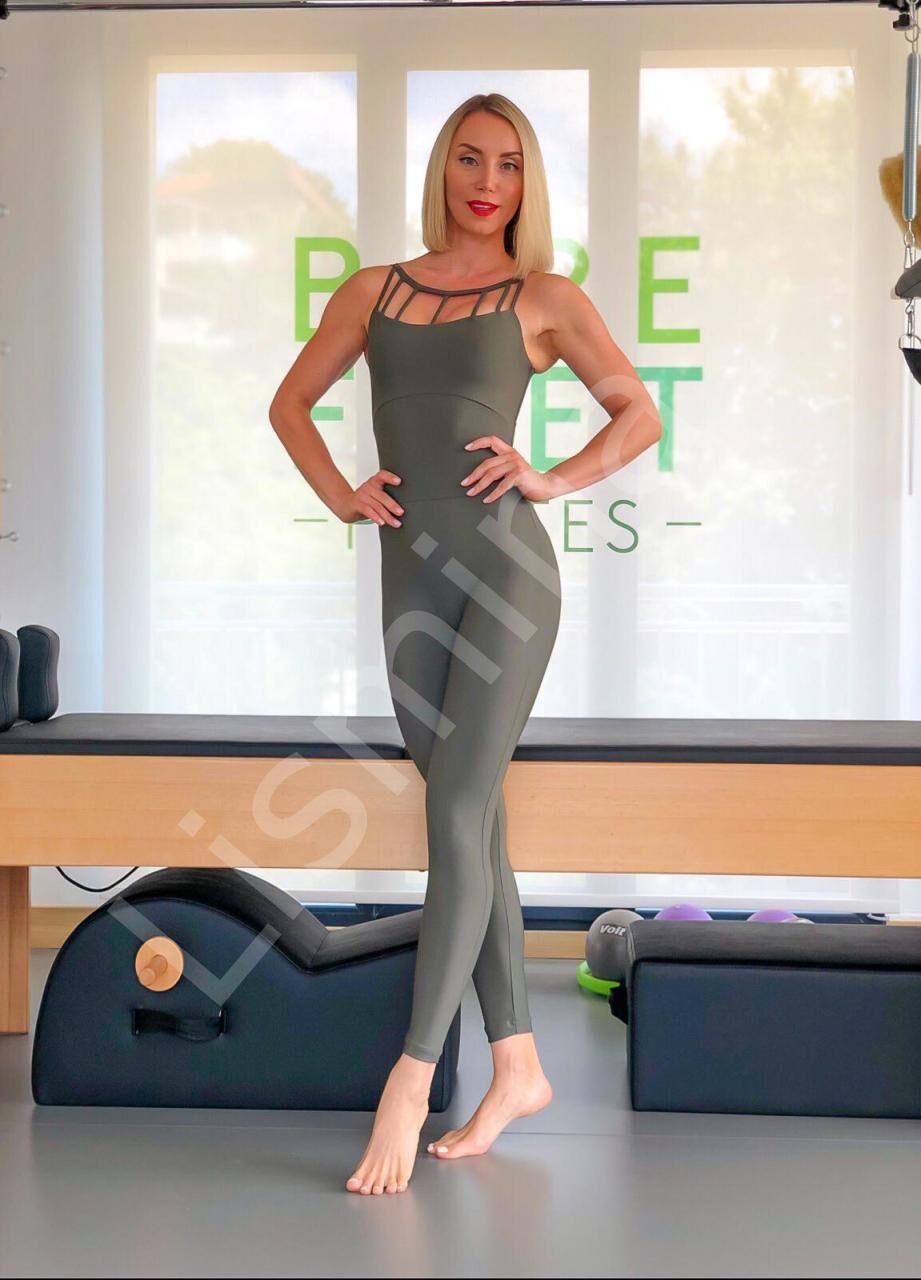 2703 Front Side Detailed Jumsuit Khaki Color