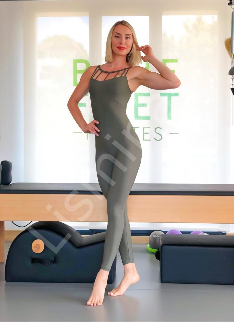 2703 Front Side Detailed Jumsuit Khaki Color