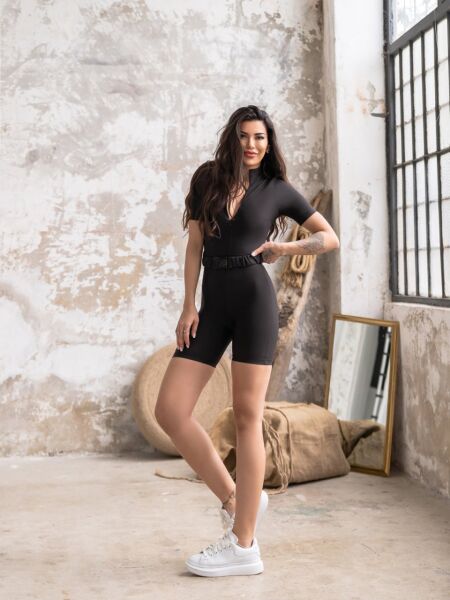 2347 Short Jumpsuit Black Color