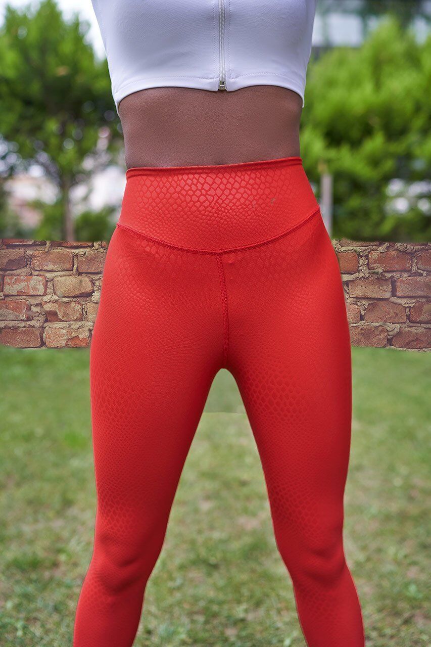933 Leather Look Leggings Red