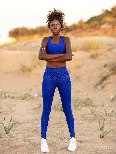 936 Leather Look Leggings Blue