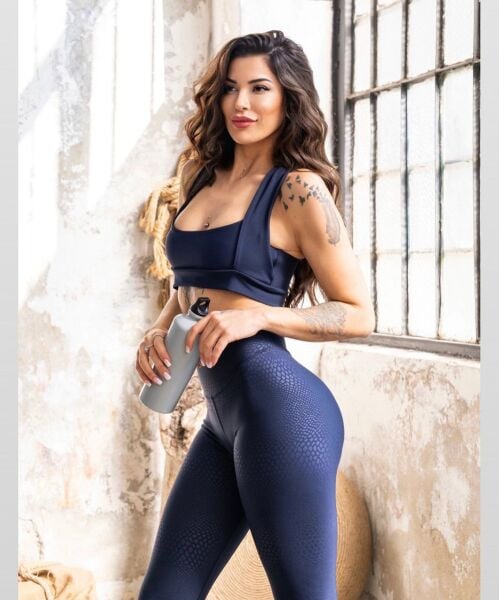 1193 Leather Look Leggings Navy Blue